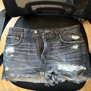 annie high rise abercrombie & fitch black short size 10